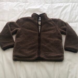 Mini Boden youth teddy brown jacket with side pockets and front zipper